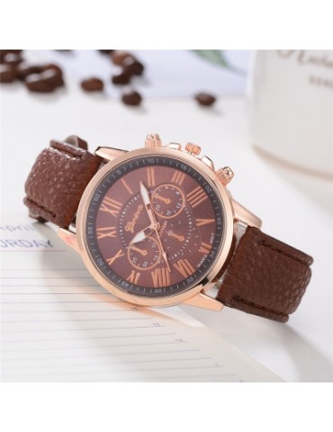 Geneva XR740 Women Simple Analog Quartz PU Leather Wrist Watch